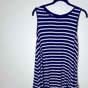 Striped navy and white tank top